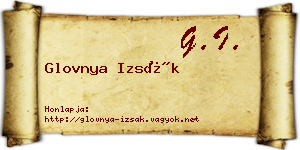 Glovnya Izsák névjegykártya